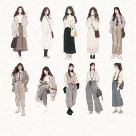 Набір наліпок Korean chic, бежевий, папір, 10 см, 10 штук