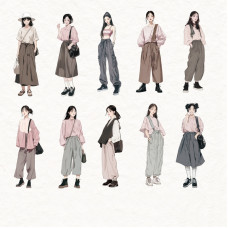 Набір наліпок Korean chic, рожевий, папір, 10 см, 10 штук