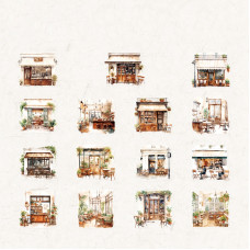 Набір наліпок Кав'ярні, плівка, 9 см, 30 штук