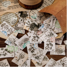 Набір наліпок Вінтажні марки, рослини, 44 мм, 46 од.