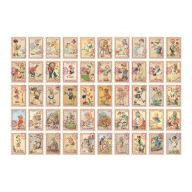 Набір наліпок Вінтажні марки, діти, 50 мм, 100 од.