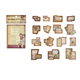 Набор наклеек Винтажные коллажи, швейные, 30 штук