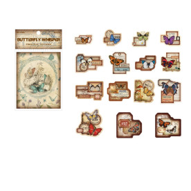 Набор наклеек Винтажные коллажи, бабочки, 30 штук