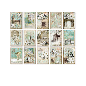 Набор карток для декору Шебі шик блакитний, 14х10 см, 30 штук