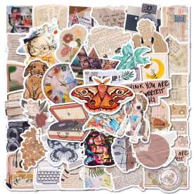 Набор наклеек Винтажные тексты, 40-80 мм, 50 штук