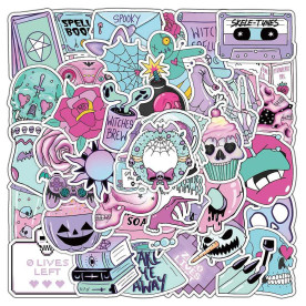 Набор наклейок Гелоуін у пастельних тонах, водостійкі, 40-80 мм, 50 од.