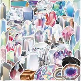 Набір наліпок Кристали в пастельних тонах, водостійкі, 40-80 мм, 50 од.