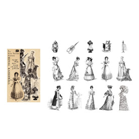 Набор наклеек Винтажные дамы, 4-8 см, 30 штук