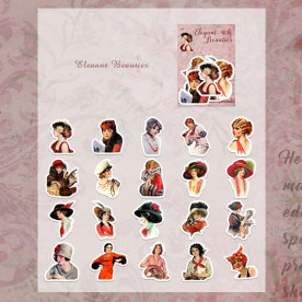 Набор наклейок Елегантні красуні, колір червоний, 5х5 см, 40 од.