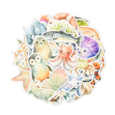 Набор наклеек, пленка, Морской мир, водостойкие, размер 4-7 см, 50 шт