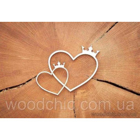 Чипборд, Сердце с коронкой, большой, Woodchic