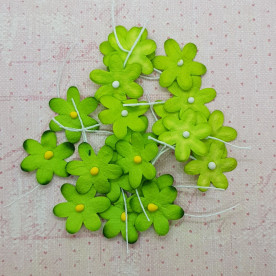Набір плоских квіточок, зелений, 1,5 см, 10 шт