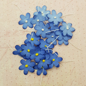 Набор плоских цветочков, синий, 1,5 см, 10 шт