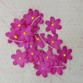 Набор плоских цветочков, малиновый, 1,5 см, 10 шт