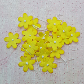 Набор плоских цветочков, желтый, 1,5 см, 10 шт