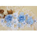 Набор декоративных тканевых цветов, голубой с белым, 1,5 см - 4,5 см, 18 шт