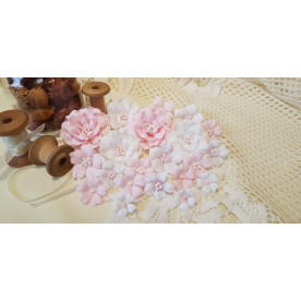 Набор декоративных тканевых цветов, в розовых тонах, 1,5 см - 4,5 см, 18шт