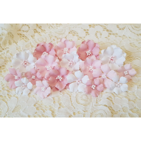 Набор декоративных тканевых цветов, в розовых тонах, 1,5 см - 3,5 см, 18шт