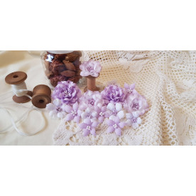 Набор декоративных тканевых цветов, в сиреневых тонах, 2,5 см - 4,0 см, 15шт
