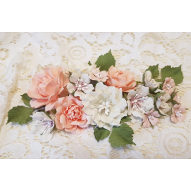 Набір декоративних тканинних квітів, лососевий, 15 шт.