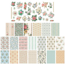 Набір вирубування та паперу для скрапбукінгу, Idea-Ology Worn Wallpaper Scraps, 49 шт, Tim Holtz
