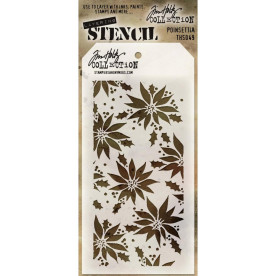 Трафарет многоразовый, Poinsettia, 12х25 см, Tim Holtz