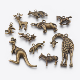 Набор подвесок, Животные Африки, 10 шт, от 10 до 42 мм, толщина 3 мм