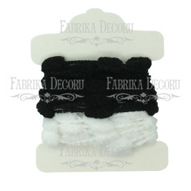 Набор тесьмы с помпонами TPBW, черный с белым, Фабрика Декора