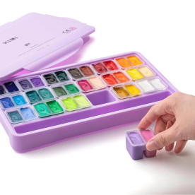 Набор гуашевых красок Twin Cup 36*12мл, фиолетовый пластик. пенал, HIMI