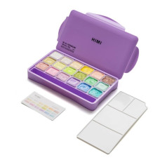 Набір гуашевих фарб Jelly Cup 18*30мл, пастельні, фіолетовий пластик.пенал, HIMI
