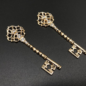 Металлическая накладка, Ключик, 1 шт, золото, 70х20 мм