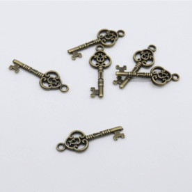 Металева підвіска, Ключик, 1 шт, антична бронза, 10х28 мм