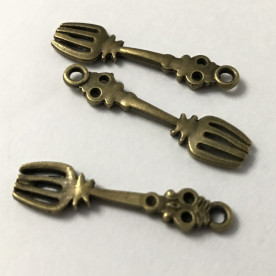 Металлическая подвеска, Вилка, 1 шт, античная бронза, 34х8 мм