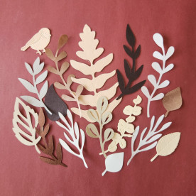Набор вырубки Зелень и веточки 15 шт., 2- 10 см, в кремово-коричневых тонах