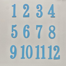 Набор вырубки Цифры для альбома, голубой, высота 5.5 см, от 1 до 12