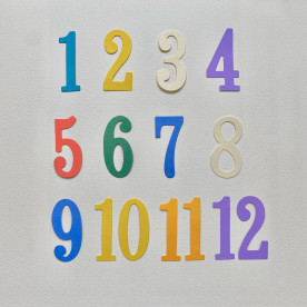 Набор вирубки Цифри для альбому, різнокольорові, висота 5.5 см, від 1 до 12