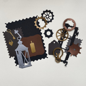 Набор вырубок Стимпанк и винтаж, 9-2.5 см, 18 шт.