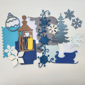 Набір вирубування Новорічний, 18 од., 2 - 10 см, в блакитних відтінках