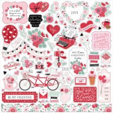 Аркуш наліпок Valentine, 30х30 см, щільний папір, Echo Park