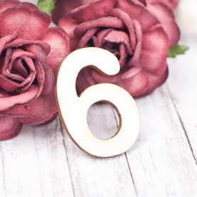 Чипборд, Цифра 6, 21*30 мм, Valeo