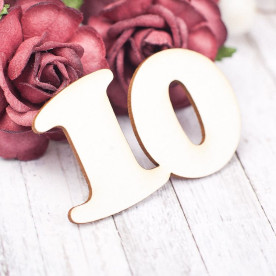 Чипборд, Цифра 10, 52*32 мм, Valeo