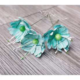 Декоративные бумажные Полевые цветы, 40*40 мм, 3 шт,квамариновое дерево, Valeo