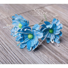 Декоративні паперові Польові квіти, 40 * 40 мм, 3 шт, бірюзове дерево, Valeo