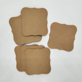 Набір тегів бирок Фігурний квадрат, 7 см, 20 шт., крафт