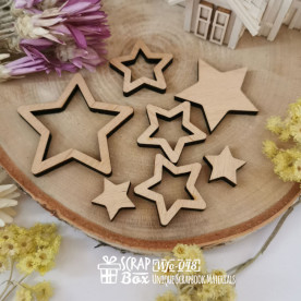 Набор деревянных чипбордов, Звезды, 7-8 шт, 45х45 мм, ScrapBox