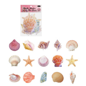 Набір великих наклейок Ракушки, водостійка плівка, 9×10 см, 30 шт.