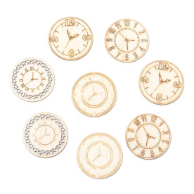 Набір дерев'яного декору Годинник, колір натуральний, 44 мм, 8 шт. у наборі