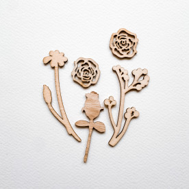 Набір дерев'яних прикрас Трави в полі, 5 шт, 25-81 мм