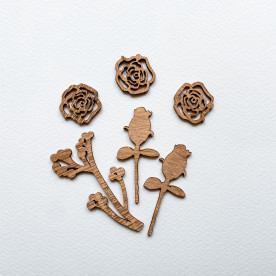 Набор деревянных украшений Полевые травы, темное дерево, 6 шт, 25-81 мм