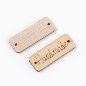 Деревянная бирка, Надпись Handmade, 1 шт, 15x40x2 мм